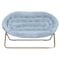 Flash Furniture Eleanor 56-in Portable Folding Double Saucer Chair in Dusty Aqua Faux Fur w/a Soft Gold Steel Frame FV-FDS-001-DTAQ-SGD-GG - alternate 5